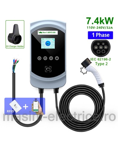 Statie de incarcare 7.4KW cu cablu Type 2, RFID si Aplicatie telefon Statie de incarcare 7.4KW cu cablu Type 2, RFID si Aplicatie telefon