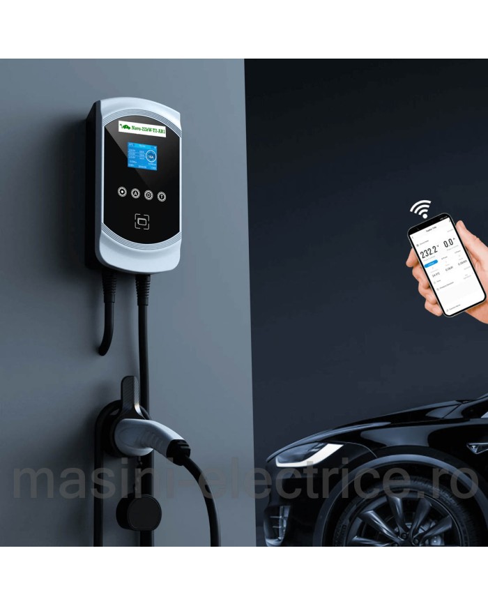 Statie de incarcare 7.4KW cu cablu Type 2, RFID si Aplicatie telefon