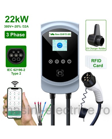 Statie de incarcare 22KW cu cablu Type 2, RFID si Aplicatie telefon Statie de incarcare 22KW cu cablu Type 2, RFID si Aplicatie telefon