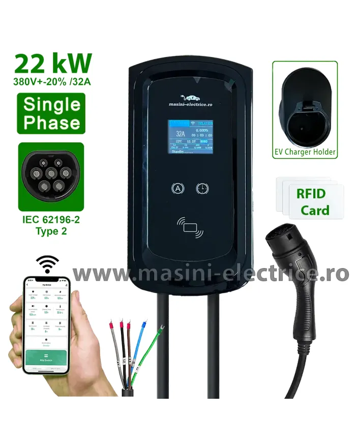 Statie de incarcare Navo VCS-13 22KW cu cablu Type 2, RFID si Aplicatie
