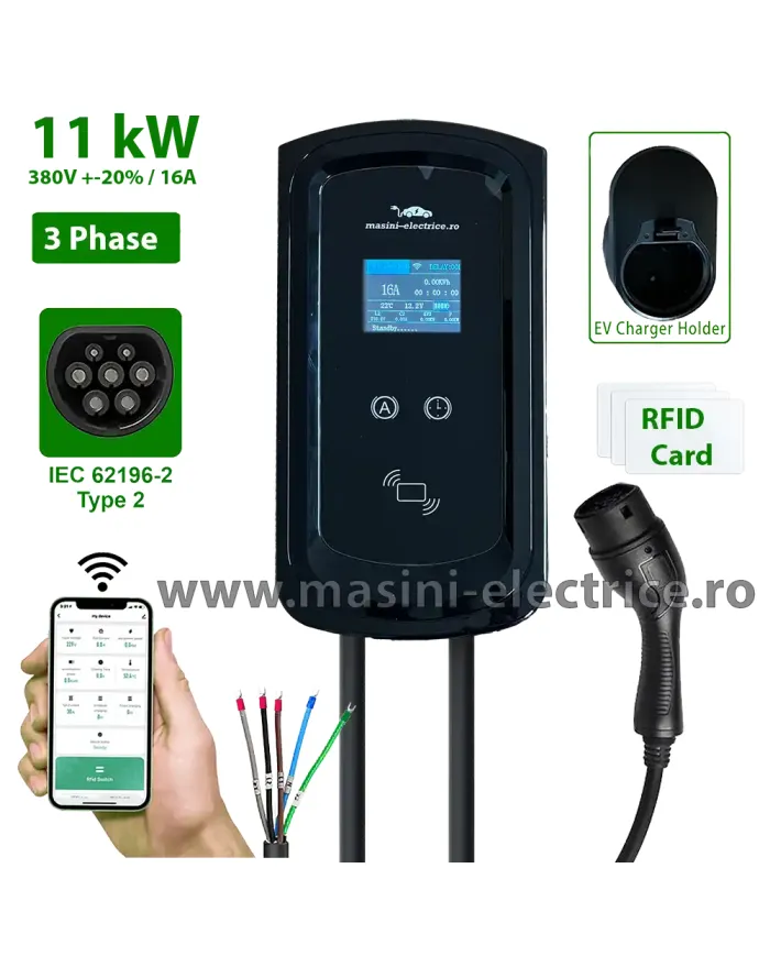 Statie de incarcare Navo VCS-13 11KW cu cablu Type 2, RFID si Aplicatie